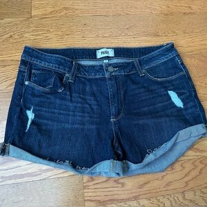 PAIGE Blue Classic Denim Jean Shorts